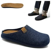 Kapcie męskie - Męskie Kapcie Domowe Ciepłe Klapki Filcowe Wygodne Inblu Granat Laczki 45 - miniaturka - grafika 1