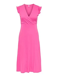 ONLY ONLMAY S/L WRAP Dress Box JRS sukienka midi, Shocking Pink, XS, Shocking Pink, XS - Sukienki - miniaturka - grafika 1