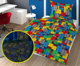 Detexpol Pościel bawełniana świecąca w ciemności 160x200klocki z klockami 3534a_20211110045629 - Pościel dla dzieci - miniaturka - grafika 1