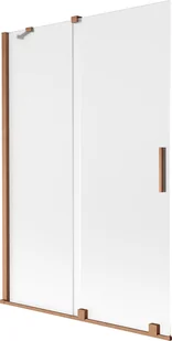 Mexen Velar parawan nawannowy 2-skrzydłowy rozsuwany 120 x 150 cm, szron, miedź szczotkowana - 896-120-000-31-65 - Parawany nawannowe - miniaturka - grafika 1