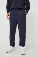 Spodnie męskie - Gant spodnie dresowe bawełniane kolor granatowy gładkie - miniaturka - grafika 1