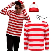Stroje karnawałowe - Strój Przebranie Gdzie Jest Wally Karnawał Halloween Where's Wally 164 170 - miniaturka - grafika 1