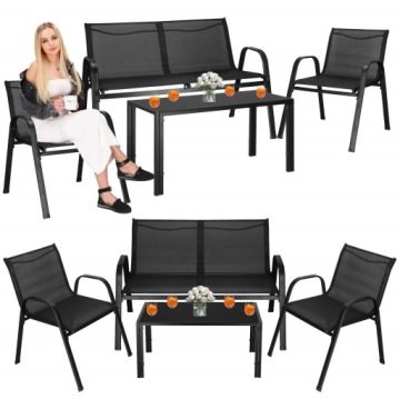 Springos Meble Ogrodowe Zestaw Sofa Stolik Krzesła Metalowe