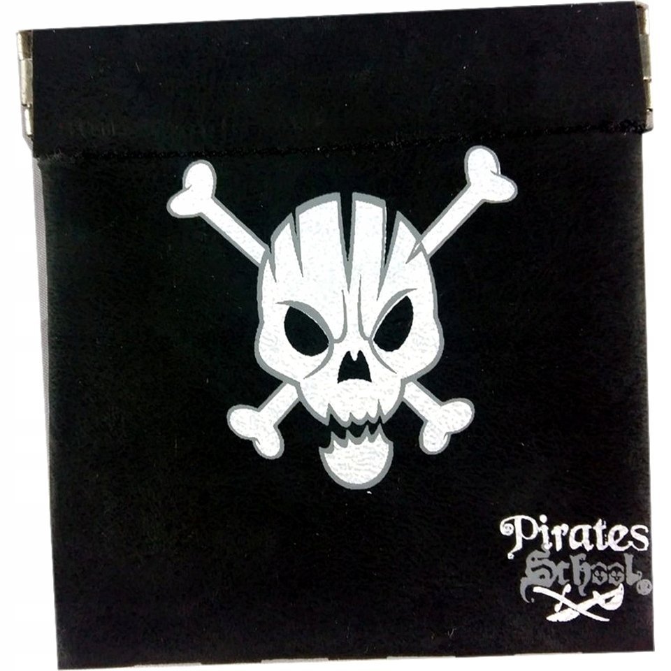 Portfel młodzieżowy z materiału saszetka 9x9 cm na monety czarno-biały