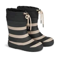 Kalosze damskie - Wheat Unisex dziecięce buty termiczne, kalosze z nadrukiem Junior, rozmiary dla chłopców i dziewczynek, 100% naturalny kauczuk, buty przeciwdeszczowe, 0040 Black Stripe, 27 EU - miniaturka - grafika 1
