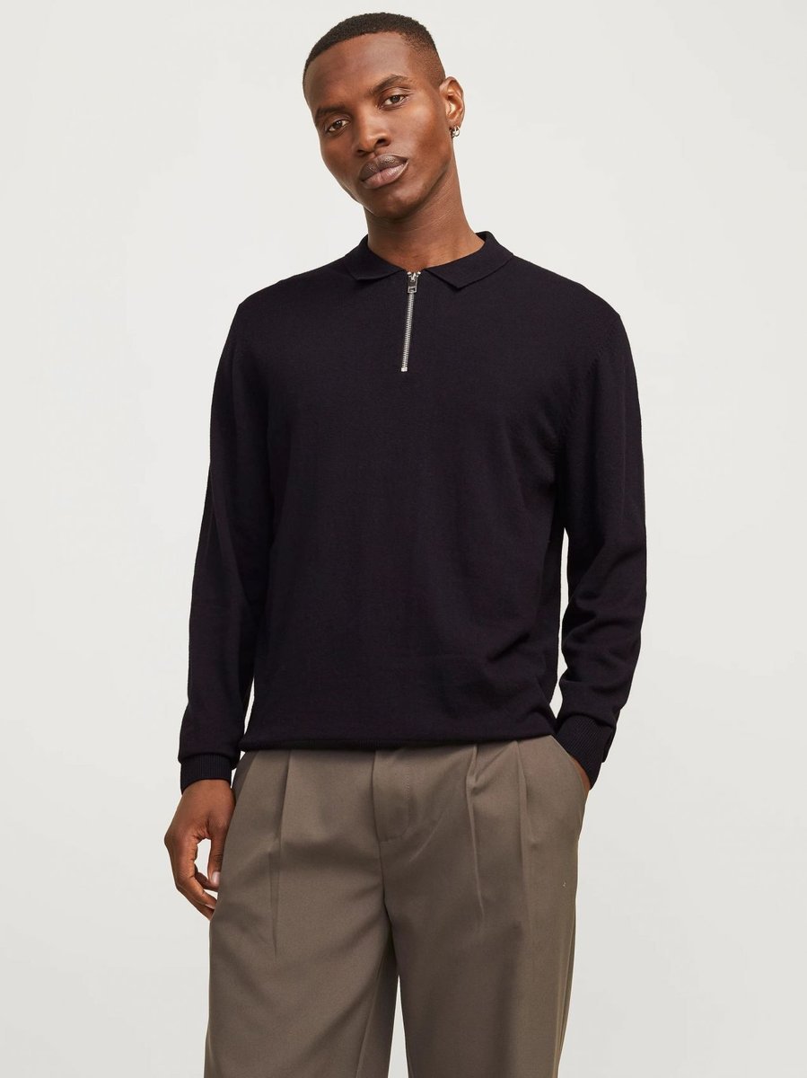 maglie uomo jack and jones 12268210 emil knit polo black