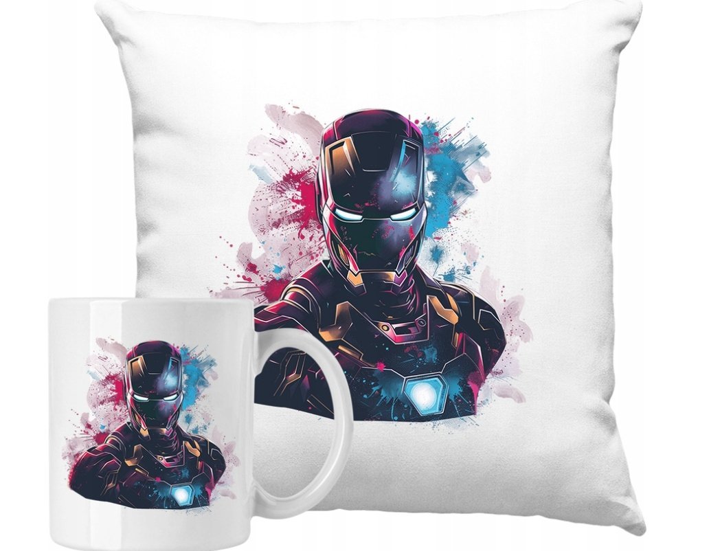 ZESTAW PODUSZKA + KUBEKIron Man Tony Stark Superbohater Pomysł na Prezent