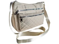 Torebki damskie - Torebka Damska, Modna Mała Listonoszka Na Ramie, Beżowa Torba Z Tkaniny - miniaturka - grafika 1