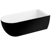 Wanny - Polimat Wanna przyścienna Murena 170x75 cm owalna czarny mat syfon chrom 00745 - miniaturka - grafika 1