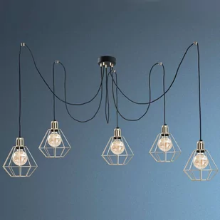 LAMPA wisząca KET561 metalowa OPRAWA pająk ZWIS industrialny spider klatki złote czarne - Oprawy, klosze i abażury - miniaturka - grafika 1