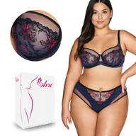 Biustonosze - Biustonosz Soft Side Support z haftem AV 2120 miękki granatowy kwiaty  85G - miniaturka - grafika 1