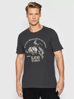 Koszulki męskie - Lee T-Shirt Rider L60VFEON Szary Regular Fit - grafika 1