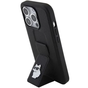 Etui Karl Lagerfeld Gripstand Saffiano Choupette Pins na iPhone 15 Pro Max - czarne - Etui i futerały do telefonów - miniaturka - grafika 2