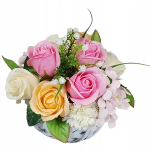 Kwiaty mydlane bukiet róże hortensje pachnące PREZENT na Dzień MATKI - Sztuczne kwiaty - miniaturka - grafika 1