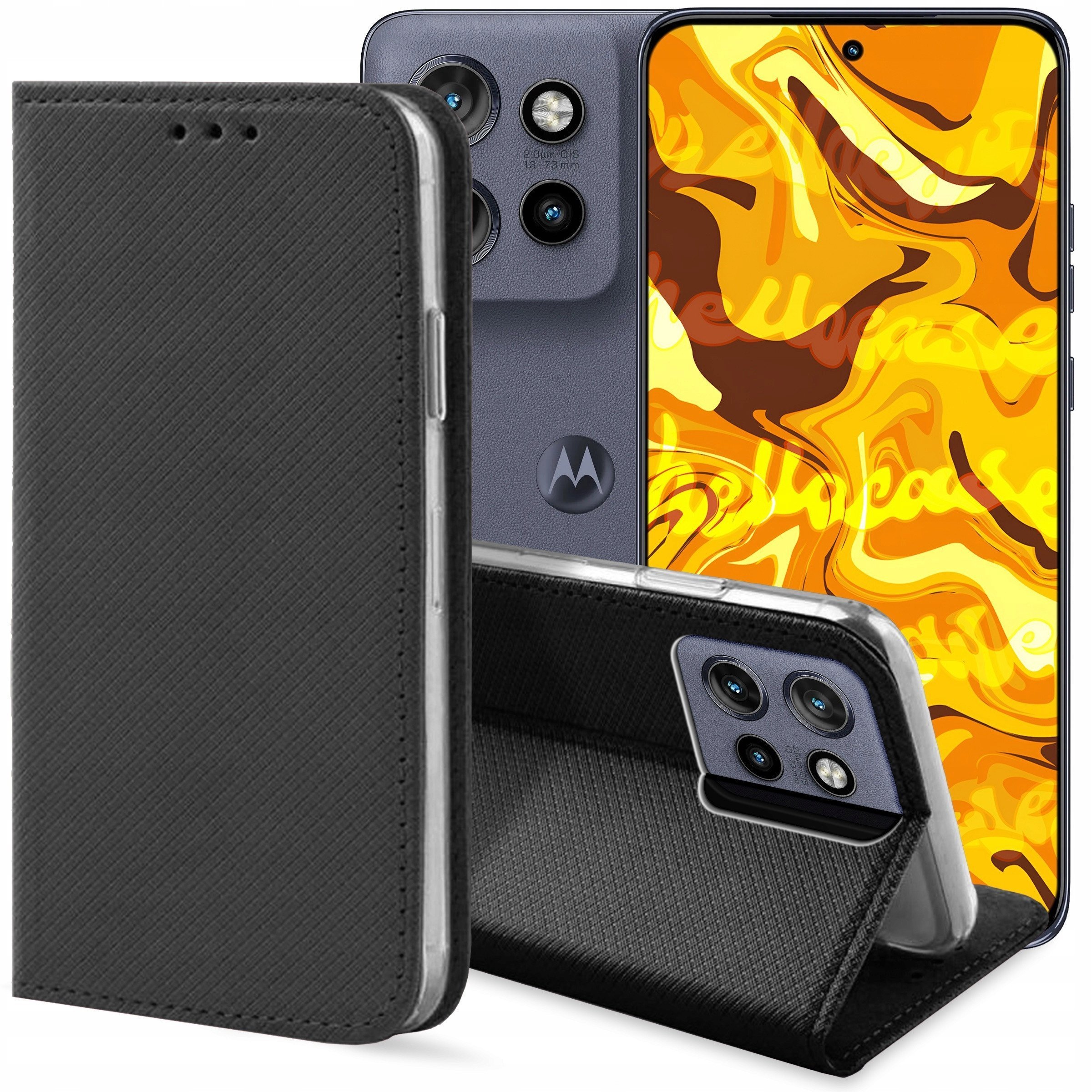 ETUI Z KLAPKĄ DO MOTOROLA EDGE 50 NEO / THINKPHONE 25 CZARNE MAGNETYCZNE