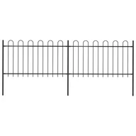 Ogrodzenia - Vidaxl z zaokrąglonymi końcami, stalowe, 3,4 x 1 m, czarne - miniaturka - grafika 1