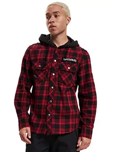 Brandit Męska kurtka przejściowa Maiden Check Shirt Hooded Eddi, ciemnoczerwony/czarny, M - Kurtki męskie - miniaturka - grafika 1