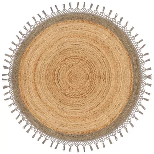 Dywan okrągły z juty ⌀ 140 cm beżowy z szarym MARTS - Dywany - miniaturka - grafika 1