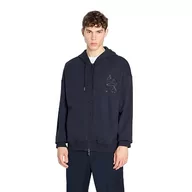 Bluzy męskie - Armani Exchange Męska bluza z kapturem z bawełny i polaru Tonal Eagle Logo Full Zip Hoodie Hooded Sweatshirt, grantowy, XS - miniaturka - grafika 1
