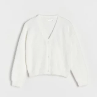 Bluzy dla dziewczynek - Reserved - Kardigan z zapięciem na guziki - Biały - grafika 1