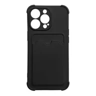 Etui i futerały do telefonów - Card Armor Case etui pokrowiec do iPhone 12 Pro Max portfel na kartę silikonowe pancerne etui Air Bag czarny - miniaturka - grafika 1