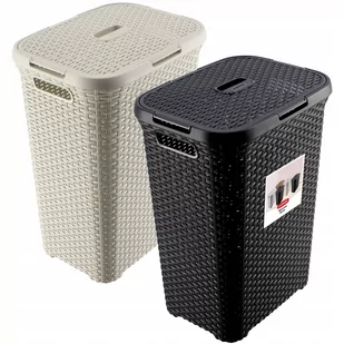 Kosze z pokrywą Curver Natural Style 60L mix kolorów, 2szt. - Kosze na bieliznę - miniaturka - grafika 1