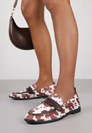 Mokasyny damskie - Brązowe Mokasyny w Krowie Łaty Vices ze Skórzaną Wkładką i Ozdobnymi Przeszyciami Adestiia - miniaturka - grafika 1