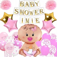 Balony i akcesoria - ZESTAW BABY SHOWER + IMIĘ BANER BALONY - miniaturka - grafika 1