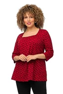 Koszulki i topy damskie - Ulla Popken Damska koszulka z falbankami z wycięciem Carre i nadrukiem w kropki, koszulka A-line, Salsa, 58/60 - miniaturka - grafika 1