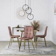 Krzesła - Zestaw 4x Krzesło Tapicerowane do Salonu YORK Różowe Welurowe Nowoczesne Loft - miniaturka - grafika 1