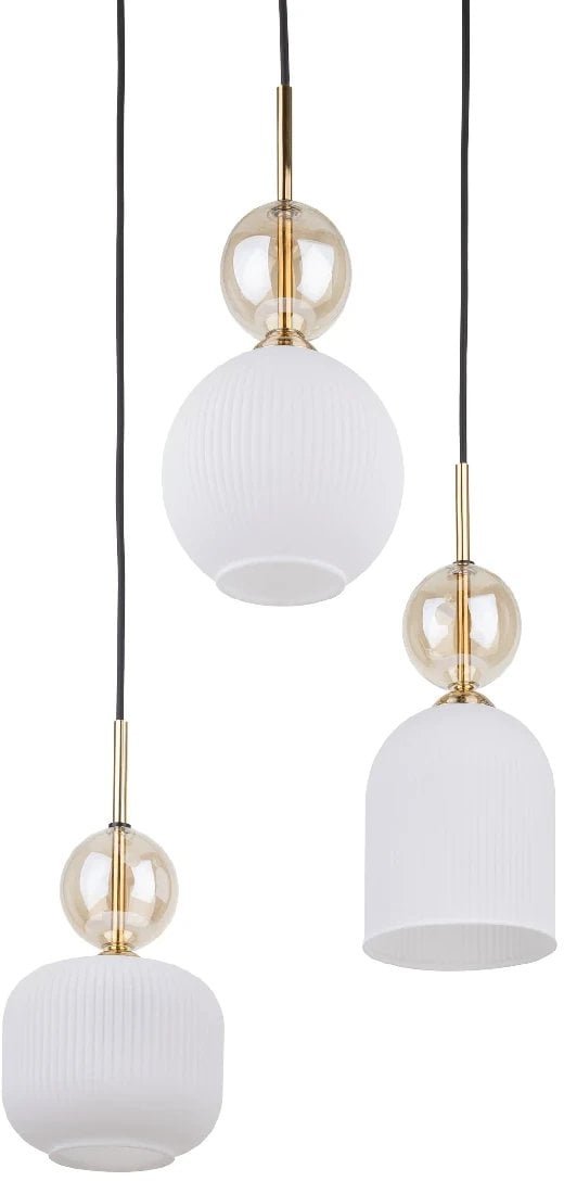 Wisząca lampa do przedpokoju Sophia Cognac ryflowana biały czarny