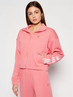 Bluzy damskie - Adidas Bluza adicolor 3D Trefoil Track GN6707 Różowy Regular Fit - grafika 1