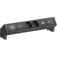 Gniazdka elektryczne - BACHMANN DESK2 1xiotspot 2xUTE 1xUSB Ładowarka 0,2m GST18, RAL9005 - miniaturka - grafika 1