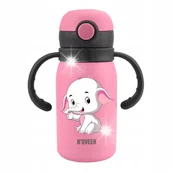 Kubki dla dzieci - Bidon Noveen TB566 Pink Solid 300ml stalowy INOX - miniaturka - grafika 1