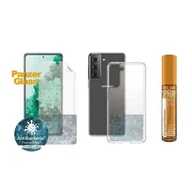 Etui i futerały do telefonów - Zestaw ochronny PanzerGlass do Samsung Galaxy S21 folia TPU + etui ClearCase + płyn czyszczący 30ml - miniaturka - grafika 1