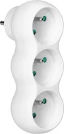 Gniazdka elektryczne - Orno Rozgałęźnik 3x2P+Z"bałwanek" z wtyczką górną, biały - miniaturka - grafika 1