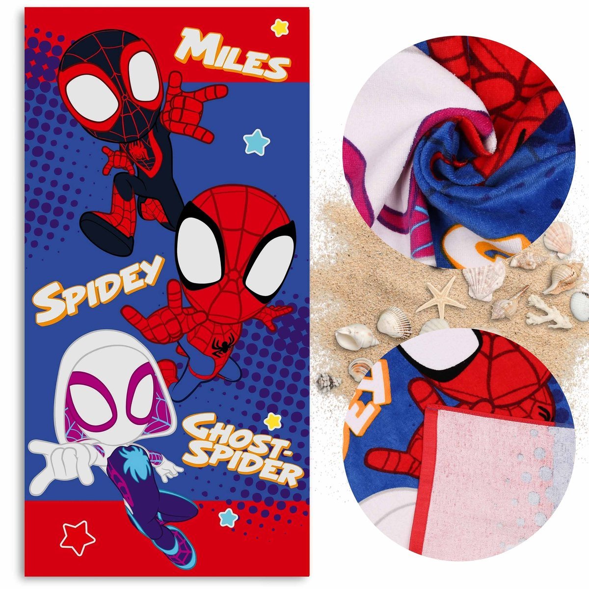 MARVEL Spidey i Super-Kumple SZYBKOSCHNĄCY Ręcznik plażowy, kąpielowy dla dzieci BAWEŁNIANY 70x140 cm OEKO-TEX