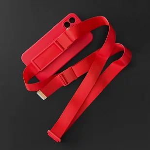Rope case żelowe etui ze smyczą łańcuszkiem torebka smycz Samsung Galaxy A22 5G czarny - Etui i futerały do telefonów - miniaturka - grafika 14