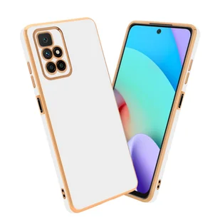 Pokrowiec Do Xiaomi RedMi 10 4G Etui w Glossy Biały - Złoto TPU Silikonowe Obudowa Case Cover Cadorabo - Etui i futerały do telefonów - miniaturka - grafika 1