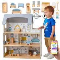 Domki dla lalek - SOLIDNY Drewniany Domek dla Lalek Z Tarasem i Mebelkami 3 Poziomy + Akcesoria PREZENT DLA DZIEWCZYNKI CHŁOPCA NA ŚWIĘTA + EBOOK - miniaturka - grafika 1