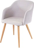 Krzesła - Krzesło do jadalni HWC-D71, krzesło kuchenne, design retro, podłokietniki tkanina/tkanina ~ jasnoszary - miniaturka - grafika 1