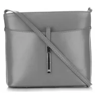 Torebki damskie - Włoska Torebka Skórzana Listonoszka wykonana z Solidnej Skóry Licowej Jasno Szara - miniaturka - grafika 1