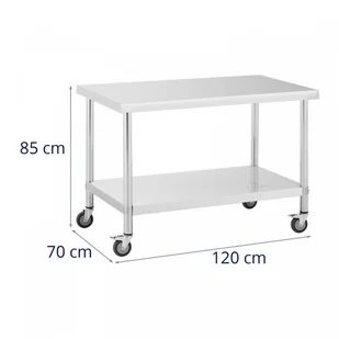 Stół ze stali nierdzewnej na kółkach - 70 x 120 cm - 158 kg ROYAL CATERING 10012805 RCAT-120/70-W - Meble gastronomiczne - miniaturka - grafika 4