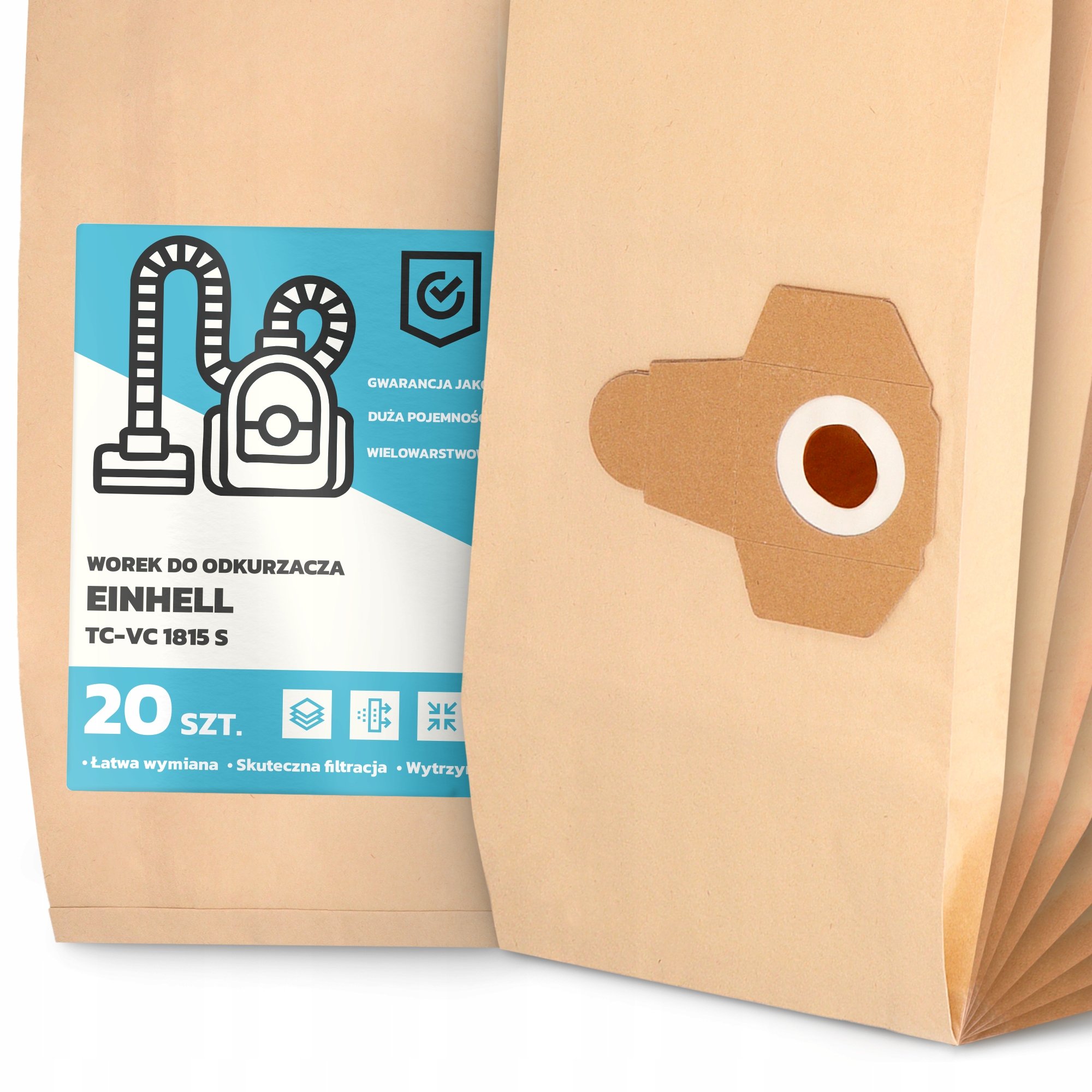 20x Worek do Odkurzacza Einhell Tc-vc 1815 S Papierowy Duży Mocny Worki 2A