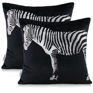 Poszewki na poduszki - AmeliaHome poszewka dekoracyjna NANCY ZEBRA czarna 2szt. 45X45 - miniaturka - grafika 1