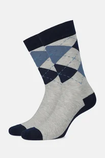 Skarpety Szaro Granatowe Wzór - Skarpetki męskie - miniaturka - grafika 1