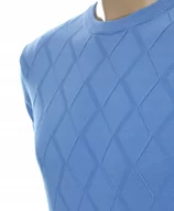 Swetry męskie - STROKERS klasyczny elegancki sweter męski pod szyję z bawełny błękitny XL - miniaturka - grafika 1