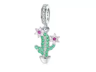 Charmsy - Pandora Valerio.pl Rodowany srebrny wiszący charms do kaktus cactus cyrkonie srebro 925 CHARM194 CHARM194 - miniaturka - grafika 1