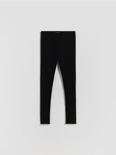 Reserved - Prążkowane legginsy - czarny - Spodnie i spodenki dla dziewczynek - miniaturka - grafika 1