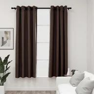 Zasłony - vidaXL Zasłony stylizowane na lniane, 2 szt., taupe, 140x175 cm - miniaturka - grafika 1